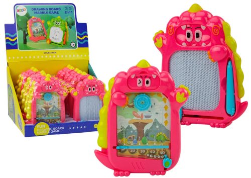 Rajztábla zsebjáték 2 az 1-ben Pink Dinosaur