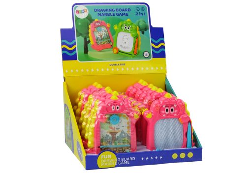 Rajztábla zsebjáték 2 az 1-ben Pink Dinosaur