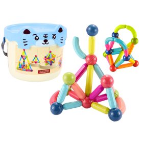 Mágneses blokkok egy vödörben 78 elemes kék cica