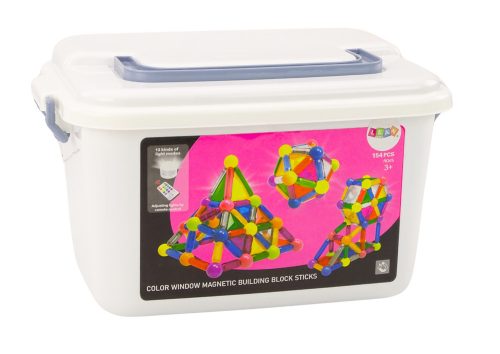 Mágneses blokkok fénnyel 154 elemből álló dobozban