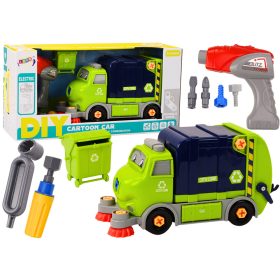   Rajzfilm szemetes teherautó forgó mozgatható barkácsolás sötétkék