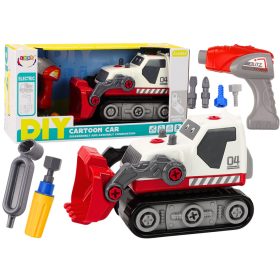 Rajzfilm lánctalpas kotró DIY fehér esztergálásához