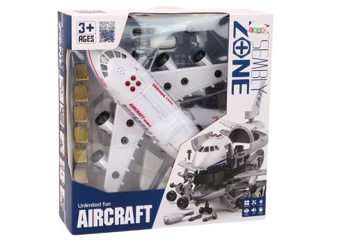 Nagy utasszállító repülőgép fordulóeszközeinek fényei hangok