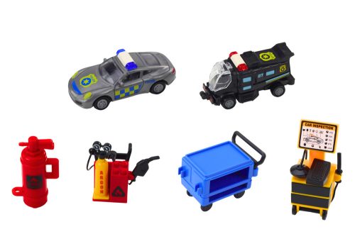 Bővíthető garázspálya egy bőröndben Rendőrségi fények és hangok