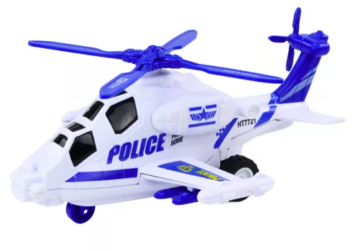 Rendőrségi helikopter fehér vagy fekete frikciós meghajtó fény és hang