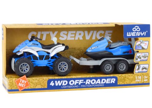 Quad pótkocsival csónak és jet ski szállítására