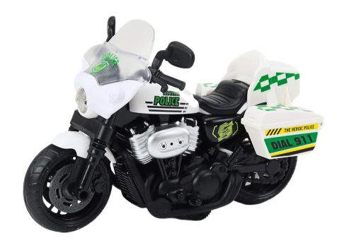 Rendőrségi motorkerékpár 1:10 lámpákkal és hangokkal fehér-piros színben