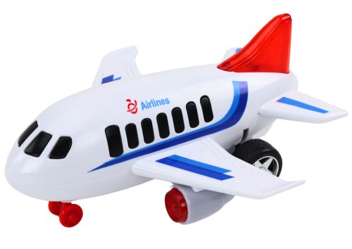 Utasszállító repülőgép fényei fehér hangokat vezetnek