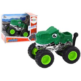   Vehicul off-road cu dinozaur și roți mari de cauciuc, verde