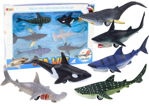 Figurák Járművek Tengeri Állatok Friction Drive Shark Killer Whale 6 db