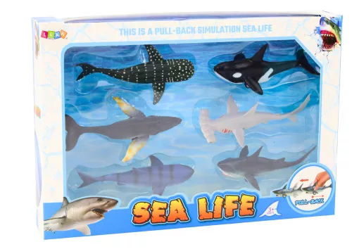 Figurák Járművek Tengeri Állatok Friction Drive Shark Killer Whale 6 db