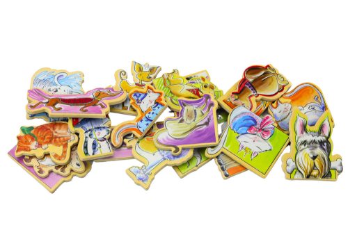 Fából készült mágnes készlet színes állatokkal, 20 darab