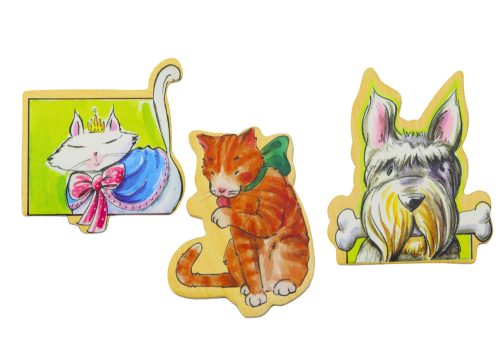 Fából készült mágnes készlet színes állatokkal, 20 darab