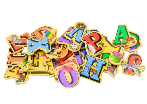 Fából készült betűk képei, mágnesek, 26 darab