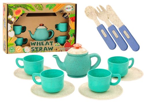 Asztali készlet, csészék, tányérok, evőeszközök, teáskanna, 22 db