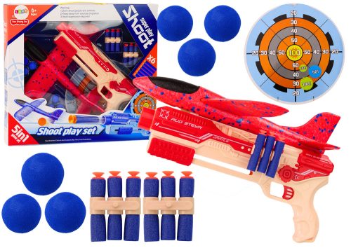Dart Gun Foam Balls Plane Launcher Shield készlet 5 az 1-ben