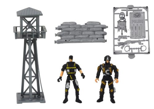 Rendőrautó Quad figurák készlet Helikopter fények hangok