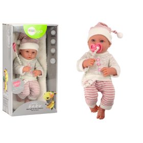 Babababa, pulóver, csíkos sapka, rózsaszín cumi