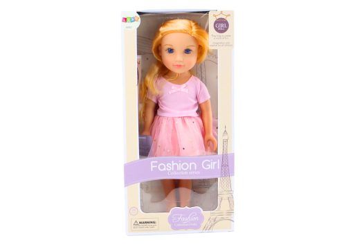 Baba tüllruhában, rózsaszín, szőke hajjal,