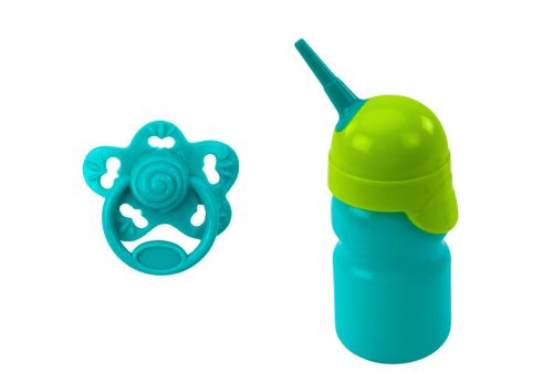 Interaktív szürke pizsamás csecsemő baba, kiegészítőkkel, 35 cm