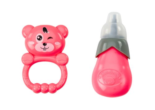 Interaktív világos rózsaszín ruhás csecsemő baba kiegészítőkkel, 28cm