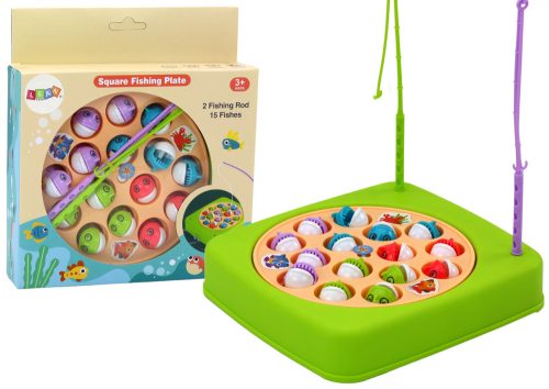 Horgász arcade játék, 15 db horgászbot, zöld