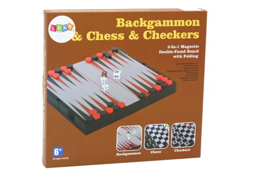 3 az 1-ben játékkészlet mágneses asztali sakkdáma Backgammon