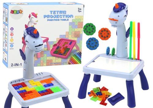 Mini projektor Tetris asztal 2in1 kék unikornis