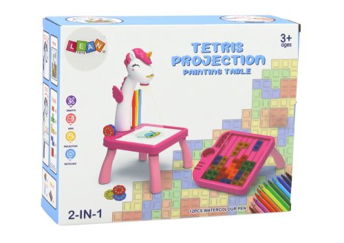 Mini projektor Tetris asztal 2in1 kék unikornis