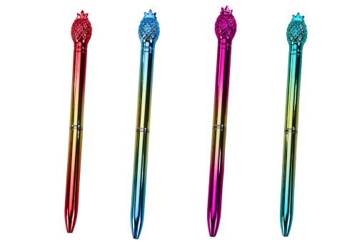 Ananász golyóstoll fényes arany színű kék ​​utántöltő 0,7 mm keverék