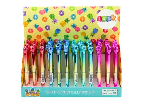 Ananász golyóstoll fényes arany színű kék ​​utántöltő 0,7 mm keverék