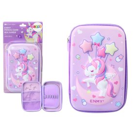   Nagy 3D Unikornis tolltartó, Összecsukható, Lila, 23x15x5 cm