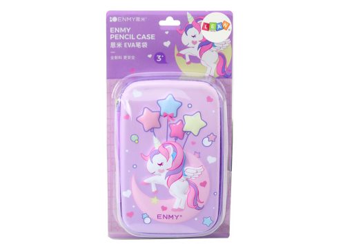 Nagy 3D Unikornis tolltartó, Összecsukható, Lila, 23x15x5 cm