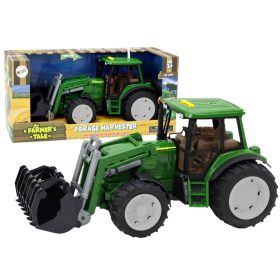   Mezőgazdasági traktor kotrógép nagy zöld fények hangjai