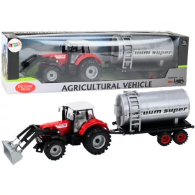   Mezőgazdasági traktor kotrógép tartályos meghajtással, piros