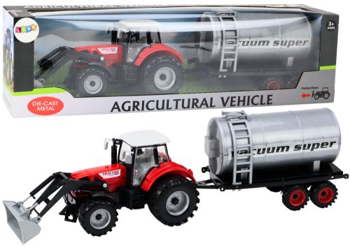 Mezőgazdasági traktor kotrógép tartályos meghajtással, piros