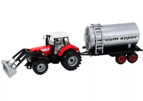Mezőgazdasági traktor kotrógép tartályos meghajtással, piros