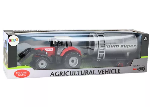 Mezőgazdasági traktor kotrógép tartályos meghajtással, piros