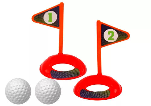 Minigolf készlet gyerekeknek, kerekeken kocsival