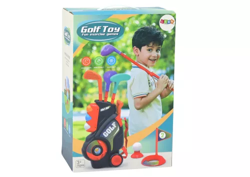 Minigolf készlet gyerekeknek, kerekeken kocsival