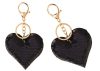 Szív flitter kulcstartó kétoldalas ezüst fekete