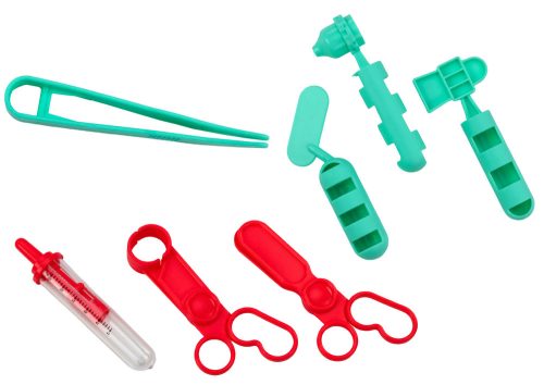 Baba elsősegélycsomag orvosi eszközök rózsaszín bőröndben