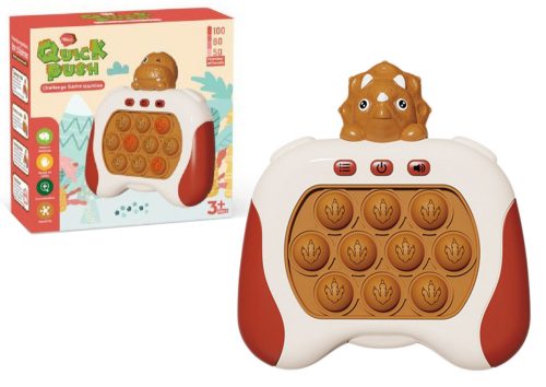 Triceratops Pop It elemmel működő szenzoros játék fényei barnán hangzanak