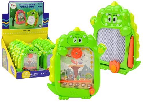 Rajztábla zsebjáték 2 az 1-ben zöld dinoszaurusz