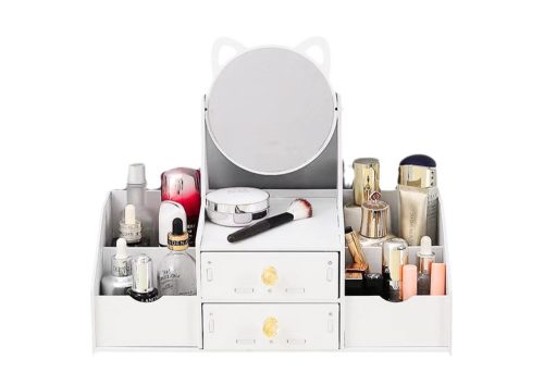 Kis Gyerek Fésülködőasztal, Tükör Fogantyúkkal, Fa Fiókos, Fehér