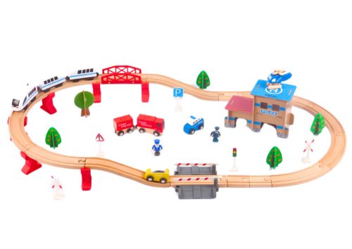 Állítsa be a vasúti síneket Fa vasúti kocsik épületek 88 El