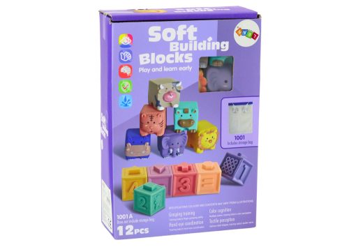 Puha oktatóblokkok Állatok Számok Betűk Színes 12 db