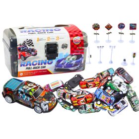   25 db-os rugókészlet bőröndben. Közlekedési táblák, autók