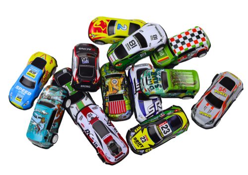 Rugós készlet bőröndben, 30 db. Autók