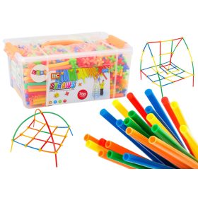   3D konstrukciós szívószál készlet színes dobozban, 800 db